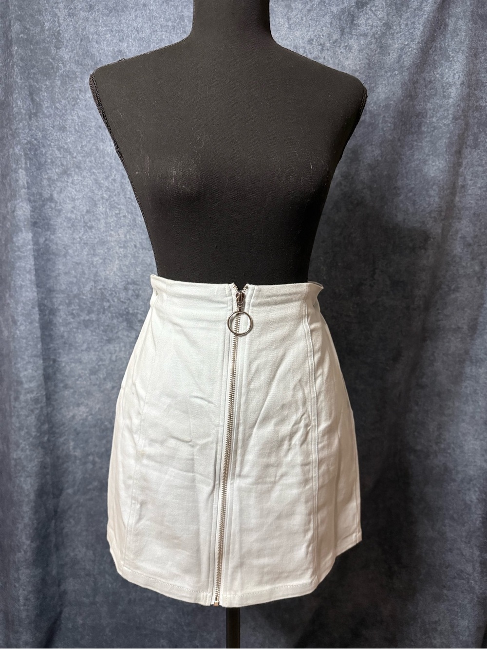 Blue Rain Pale Blue Mini Skirt with Ring-Zip Detail
